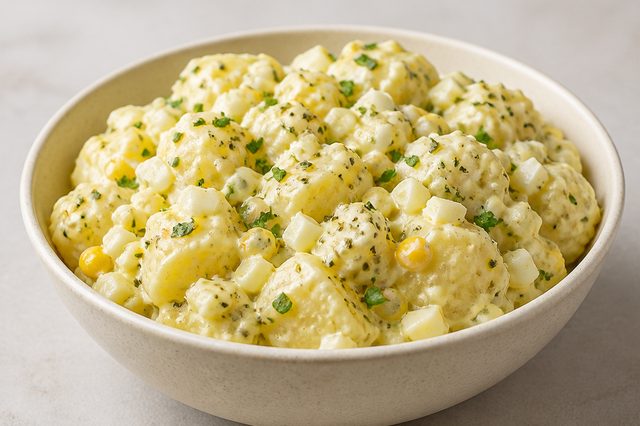 Salada de batata com creme de gemas e mostarda