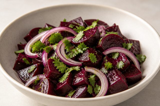 Salada de beterraba com cebola e coentro