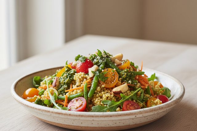 Salada de cuscuz marroquino com molho de ervas