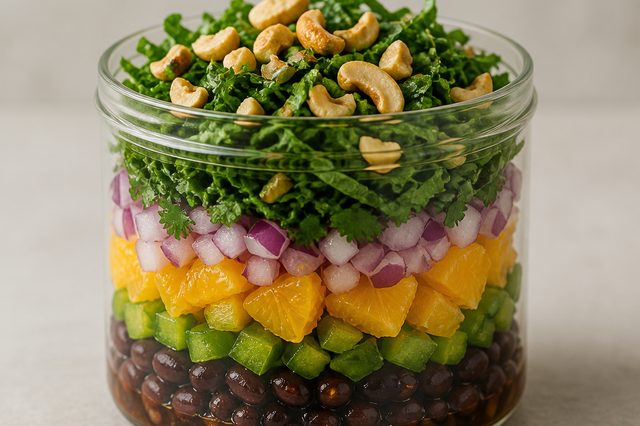 Salada de feijão com molho de gengibre