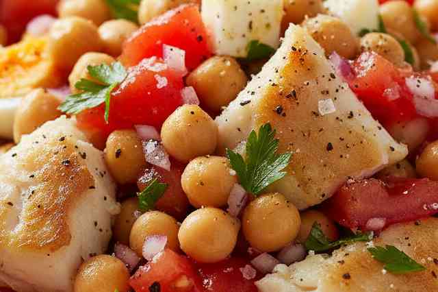 Salada de Grão-de-Bico com Bacalhau