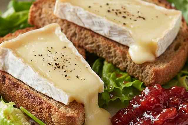 Salada de Queijo Brie com Geleia de Tomate