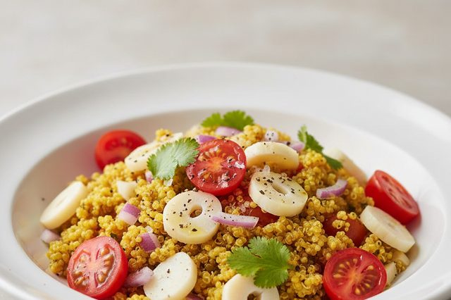 Salada de quinoa com curry e palmito