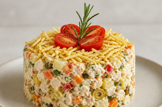 Salada festiva de frango com cream cheese