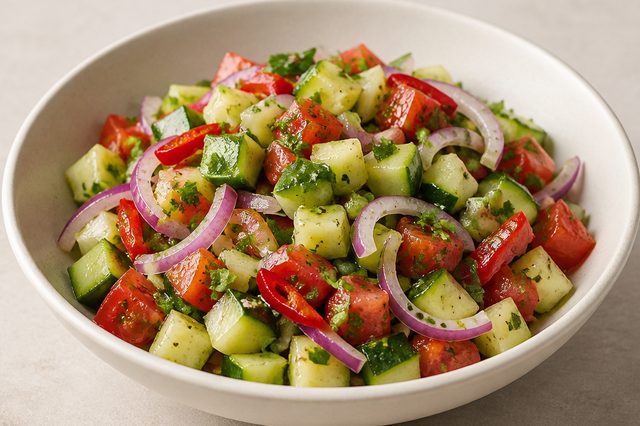 Salada italiana de abobrinha com tomate e limão