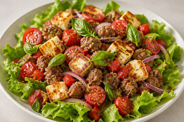 Salada toscana de linguiça e queijo coalho