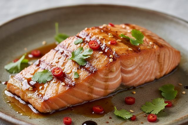 Salmão grelhado com molho oriental