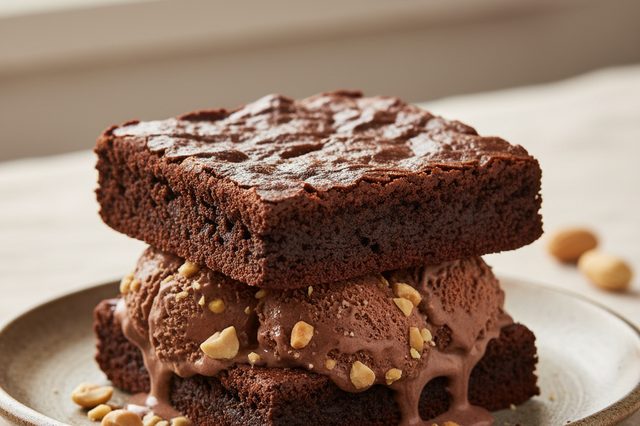 Sanduíche de brownie com sorvete