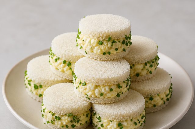 Sanduichinhos de ovo com maionese e mostarda