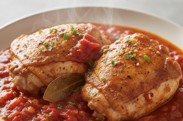 Sobrecoxas cozidas ao molho de tomate