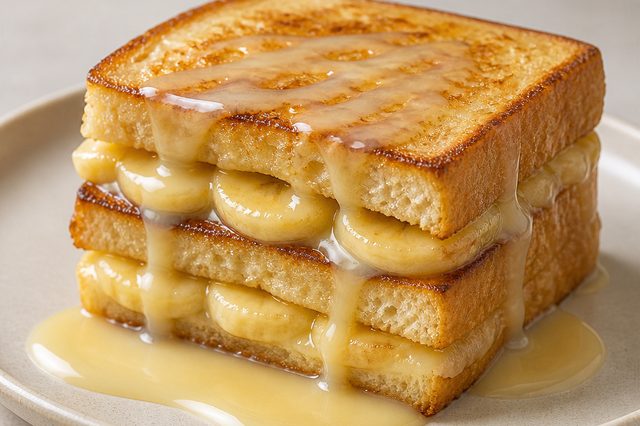 Sobremesa rápida de pão com banana e leite condensado