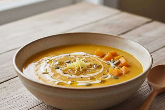 Sopa de abóbora com gengibre