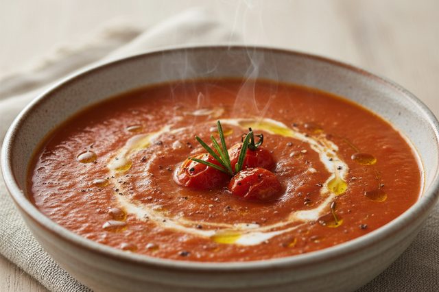 Sopa de tomate assado com alho e alecrim