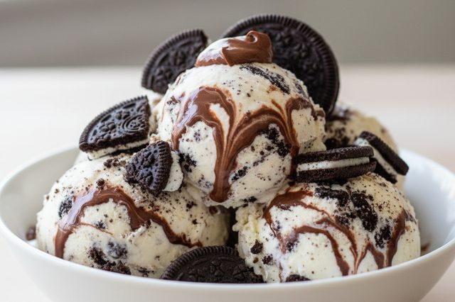 Sorvete de biscoito de chocolate com creme de avelã