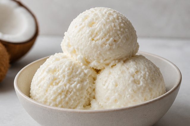 Sorvete de coco com tapioca