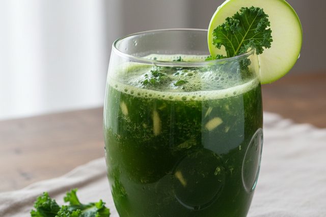 Suco de maçã couve e gengibre