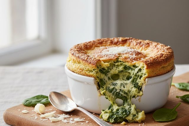 Suflê de espinafre com parmesão