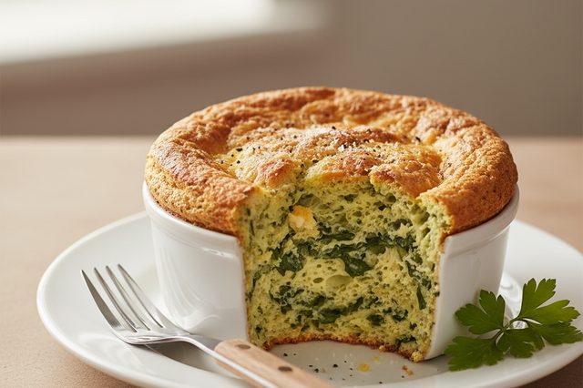 Suflê de espinafre na air fryer