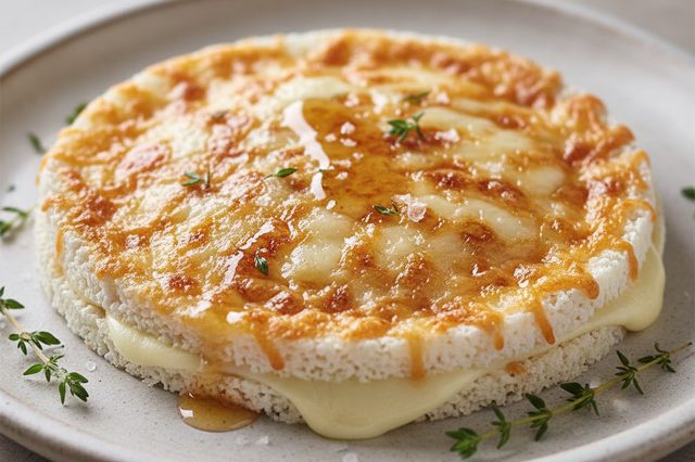 Tapioca invertida com crosta de queijo