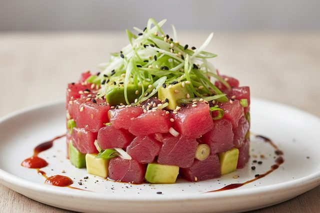 Tartare de atum com avocado e shoyu
