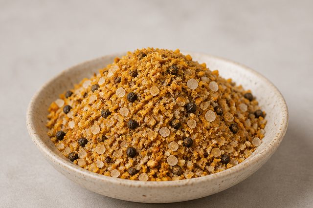 Tempero seco de mexerica com pimenta-preta