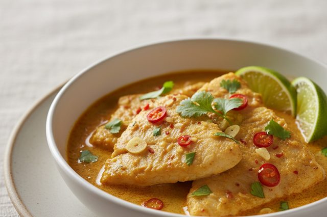 Tilápia com leite de coco e curry