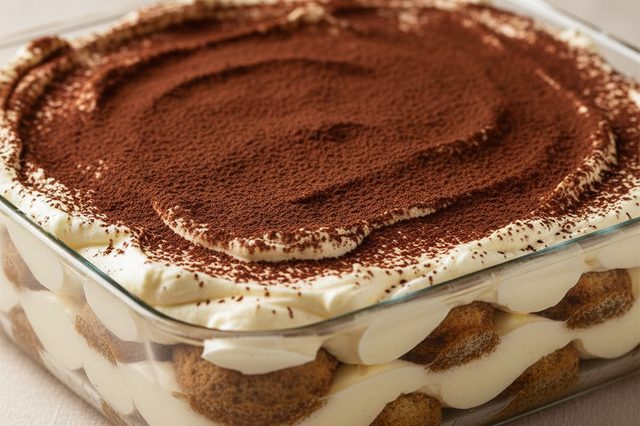 Tiramisu de mascarpone com creme de leite fresco