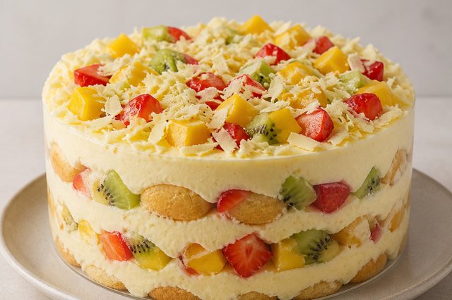 Tiramisù tropical de maracujá e frutas