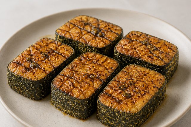Tofu à moda de sardinha com alga nori
