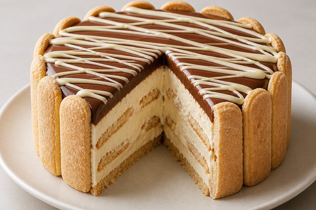 Torta alemã com chocolate branco e leite em pó
