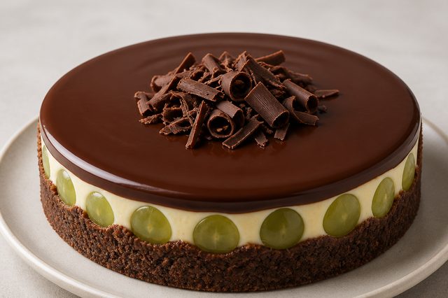 Torta bombom de uva com brigadeiro de leite em pó