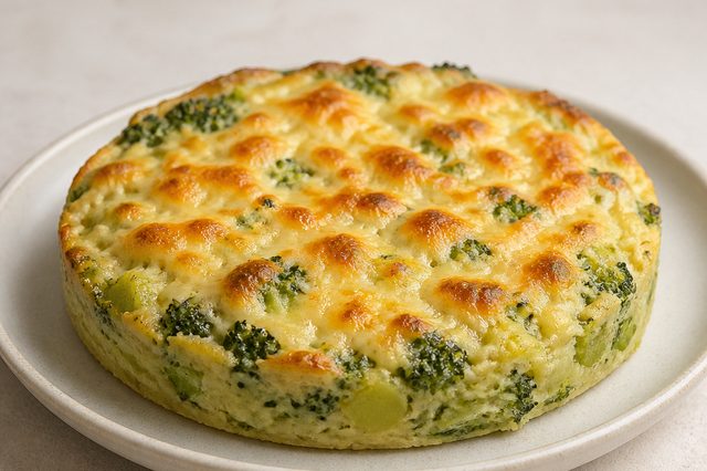 Torta rústica de brócolis e batata com muçarela
