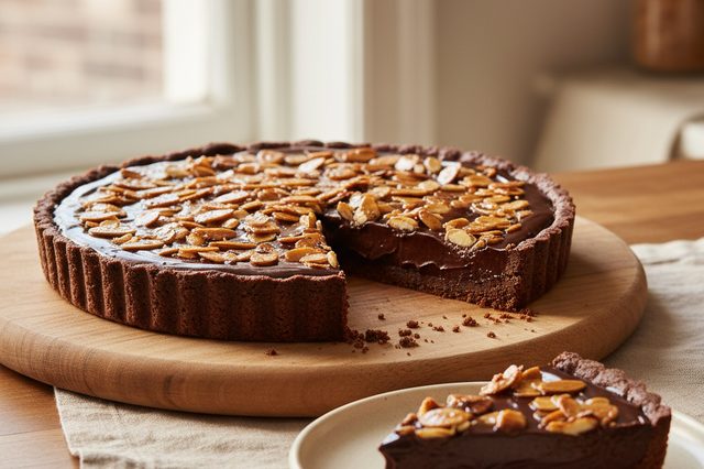 Torta de chocolate com crocante de amêndoas
