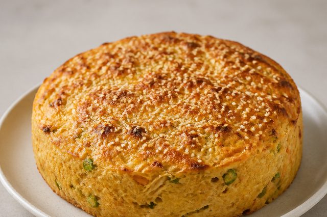 Torta de frango com batata-doce e aveia