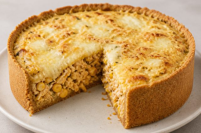 Torta de frango com massa de cream cracker
