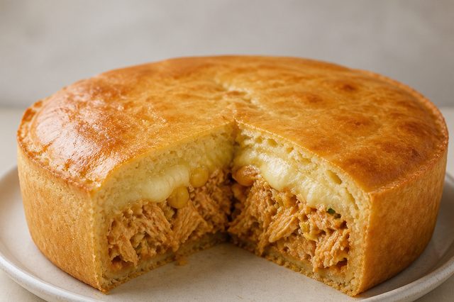 Torta cremosa de frango de liquidificador com Catupiry