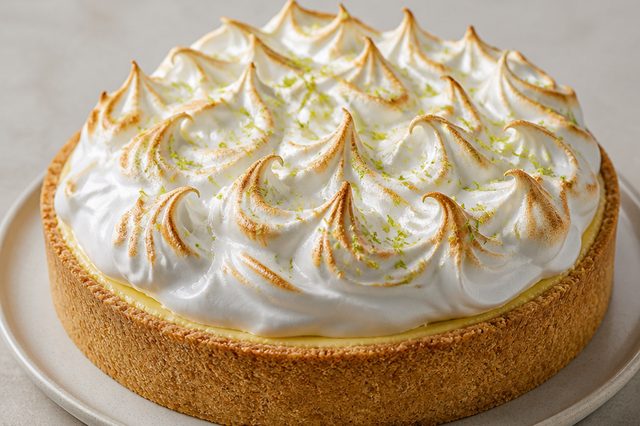 Torta de ganache branca com limão e merengue