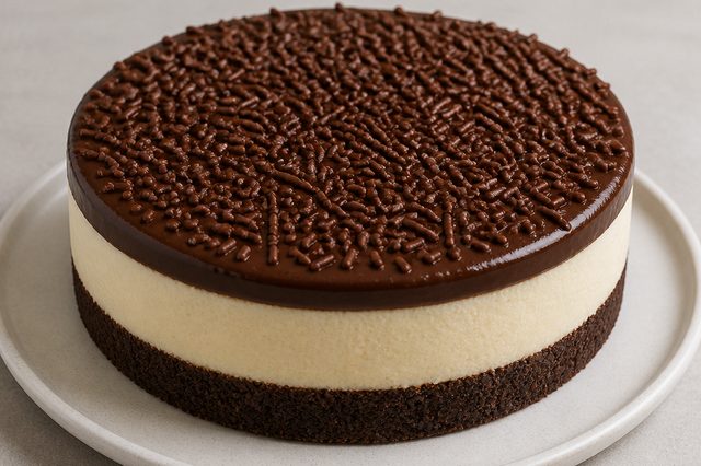 Torta de limão com leite em pó e base de biscoito de chocolate