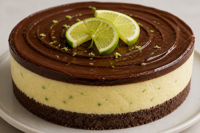 Torta de limão e leite em pó com ganache