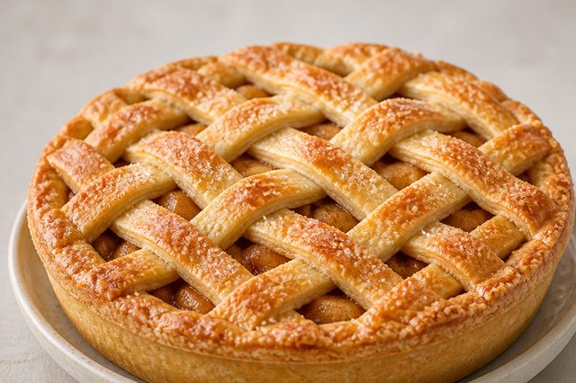 Torta de maçã com canela e cobertura trançada