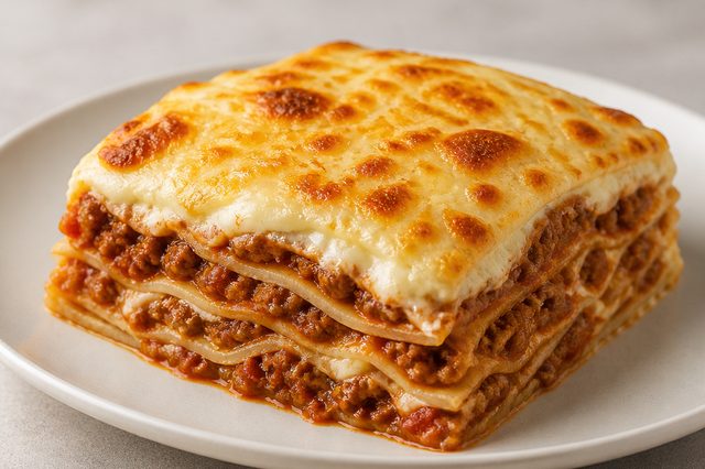Torta de panquecas com carne moída e queijo