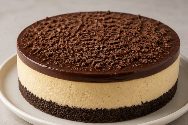 Torta gelada de maracujá com base de biscoito de chocolate