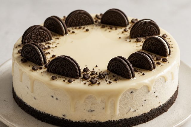 Torta gelada de Oreo com cream cheese e chocolate branco