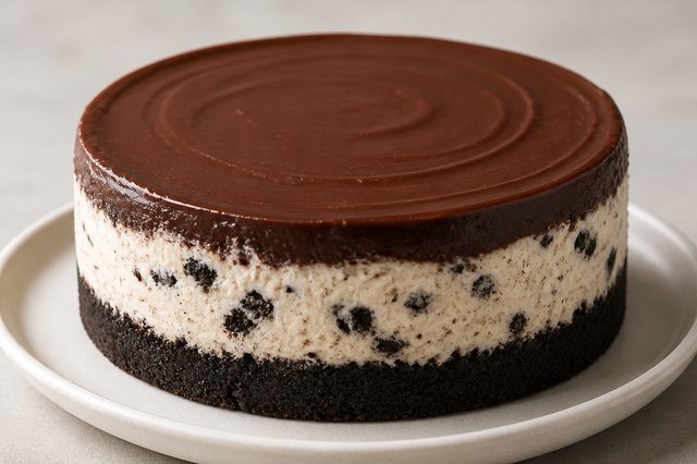 Torta gelada de Oreo com creme branco e ganache