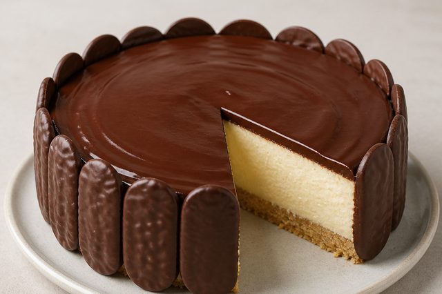 Torta holandesa com chocolate branco no creme