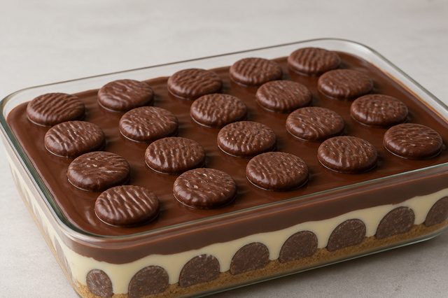 Torta holandesa na travessa com brigadeiro branco