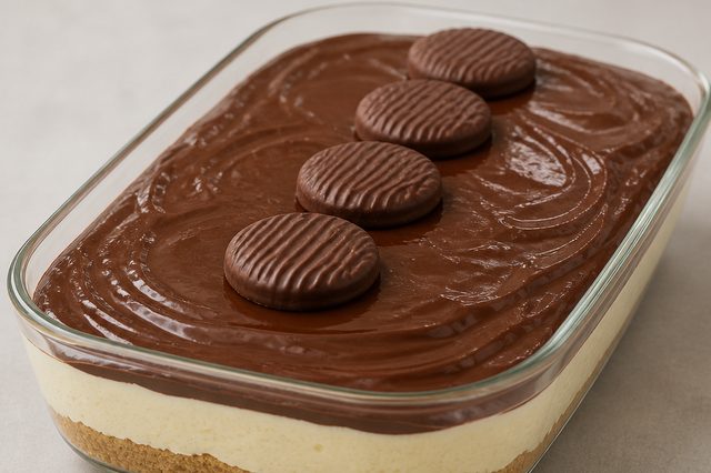 Torta holandesa na travessa com creme aerado de baunilha