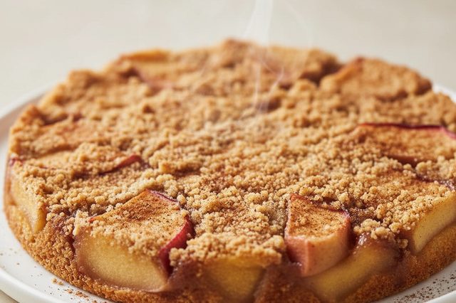 Torta invertida de maçã com farofa de manteiga