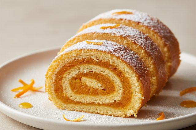 Torta portuguesa de laranja enrolada