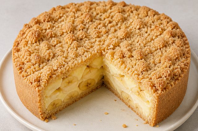 Torta preguiçosa de banana com creme
